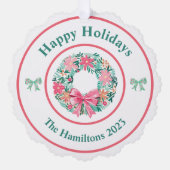 Carte d'ornement photo de Noël de Prêppy Wreath Bo (Recto)