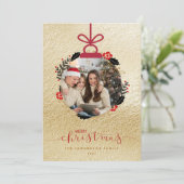 Carte d'ornement photo Gold Joyeux Noël (Debout devant)