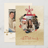 Carte d'ornement photo Gold Joyeux Noël (Devant / Derrière)