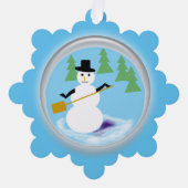 Carte d'ornement - Snowman en service (Recto)
