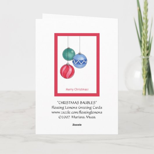 Carte d'ornements de Noël (Dos)