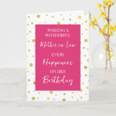 Carte Dots d'or rose chaud Mère en droit Anniversaire (Fleur jaune)