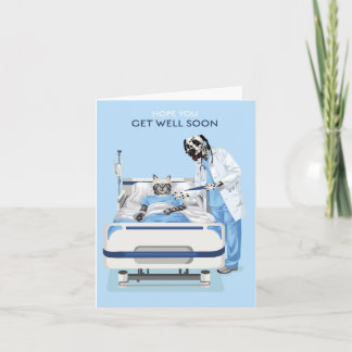 Carte Dotty Chien et Kitty à l'hôpital se portent bien b