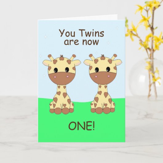 Carte double 1er anniversaire (Fleur jaune)