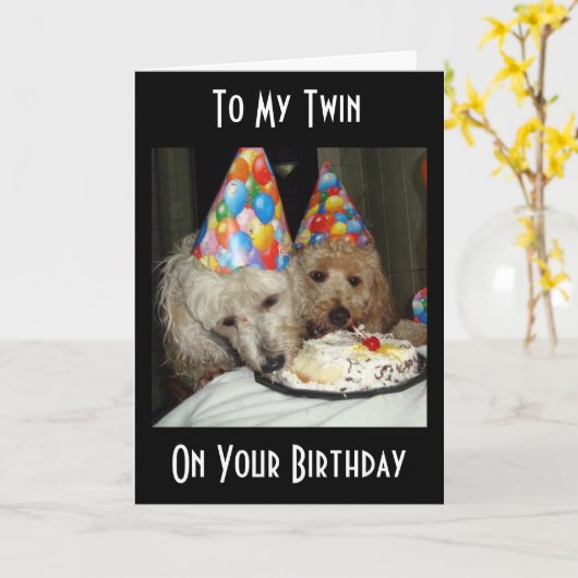 CARTE DOUBLE AMOUR, DOUBLE CHIENS DOUBLE ANNIVERSAIRE (Fleur jaune)