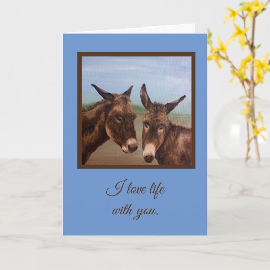 Carte Double âne (Fleur jaune)