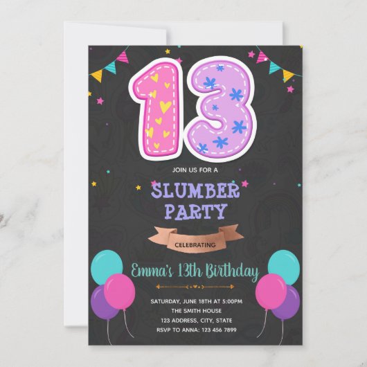 Carte double chiffres 13e anniversaire (Devant)