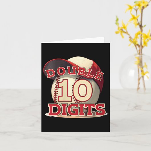 Carte Double chiffres femmes baseball Lover 10 ans Bo (Fleur jaune)