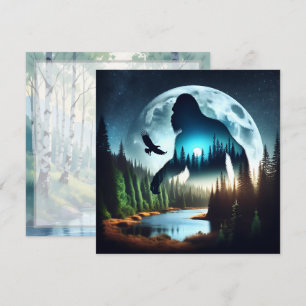 Carte Double exposition Bigfoot, Aigle et Pleine lune