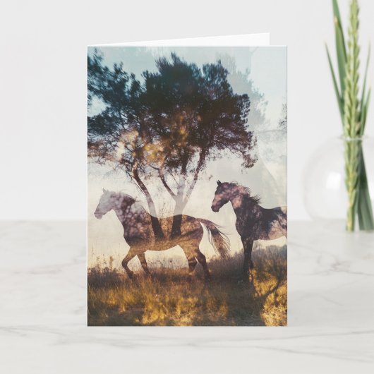 Carte Double exposition Chevaux et arbres Toutes les occ (Devant)