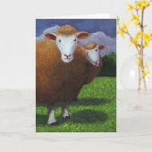 Carte Double Sheep : Acrylic Painting : Anniversary (Fleur jaune)