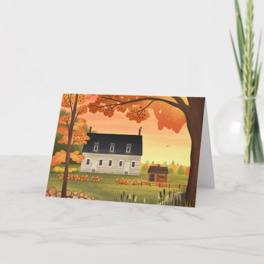 Carte double vierge de la ferme d'automne avec cit (Devant)