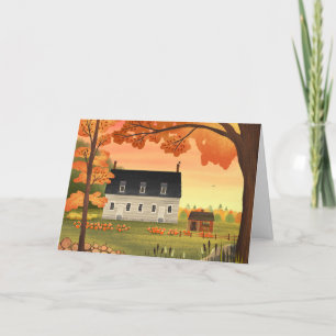 Carte double vierge de la ferme d'automne avec cit