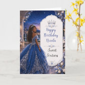 Carte Douce 16 Princesse Jardin Bleu Minuit (Fleur jaune)
