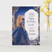 Carte Douce 16 Princesse Jardin Bleu Minuit (Fleur jaune)