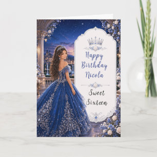 Carte Douce 16 Princesse Jardin Bleu Minuit