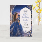 Carte Douce 16 Princesse Jardin Bleu Minuit (Fleur jaune)