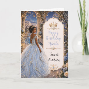 Carte Douce 16 Princesse Jardin Bleu Poudre