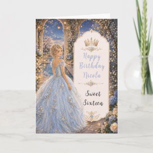 Carte Douce 16 Princesse Jardin Bleu Poudre