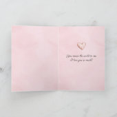 Carte Douce Amour Rose Foncé à Rayures en Forme de Coeur (Intérieur)