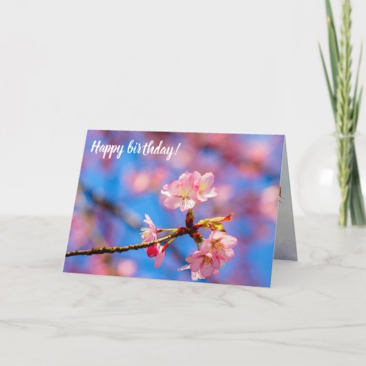 Carte Douce Beauté des Sakura sur Fond de Ciel Bleu (Devant)