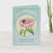 Carte Douce Brown fille bébé Dormir dans une fleur (Devant)