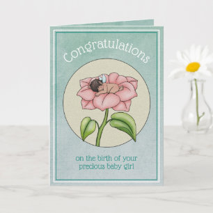 Carte Douce Brown fille bébé Dormir dans une fleur