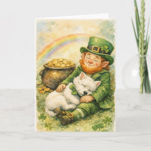 Carte douce de la Saint-Patrick avec Westie et lut