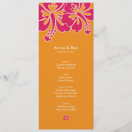 Carte douce de menu de mariage de ketmie (Devant)