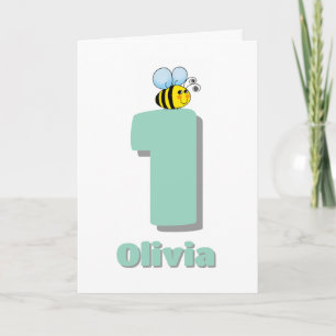 Carte Douce d'être une 1ère Abeille Anniversaire Mignonn