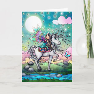 Carte Douce Fantaisie d'Art de Fée et de Licorne
