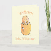 Carte Douce Fête de Naissance de Bébé Jaune Dessin Animé (Devant)