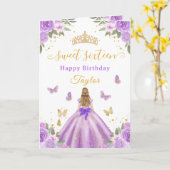 Carte Douce Fille Blonde Princesse Violette de 16 ans (Fleur jaune)