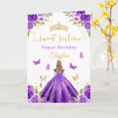 Carte Douce Fille Blonde Princesse Violette de 16 ans (Fleur jaune)