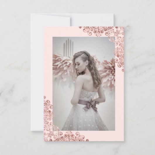 Carte Douce Fille de Seize Ans Tendance Dentelle Rose Go (Devant)
