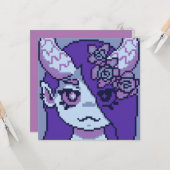 Carte Douce Fille Effrayante Halloween pixel art  (Devant/Arrière en situation)