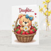 Carte Douce Fille Fraises (Fleur jaune)