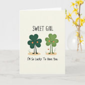 Carte Douce Fille Trèfle de Coeur (Fleur jaune)