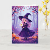 Carte Douce forêt fée halloween (Fleur jaune)