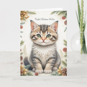 Carte Douce Kitten Floral Noël Mignon Pastel