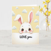 Carte Douce Lapin T'aime (Fleur jaune)