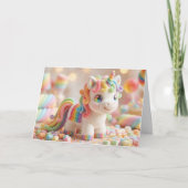 Carte Douce Licorne Marshmallow Anniversaire (Devant)