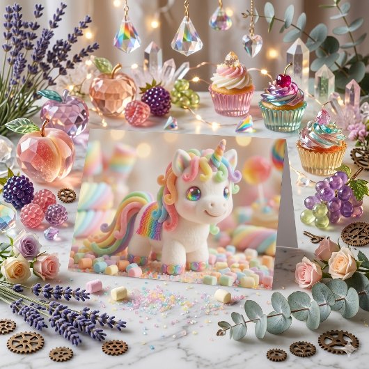Carte Douce Licorne Marshmallow Anniversaire