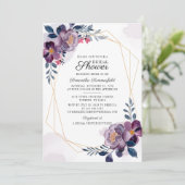 Carte Douce Mariée Florale Violet Script Lavis Fleurs (Debout devant)