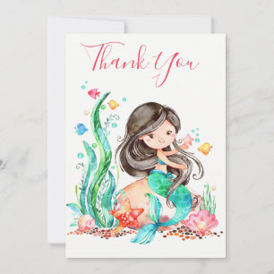Carte Douce Mermaid Aquarelle Sous la Mer Baby Shower
