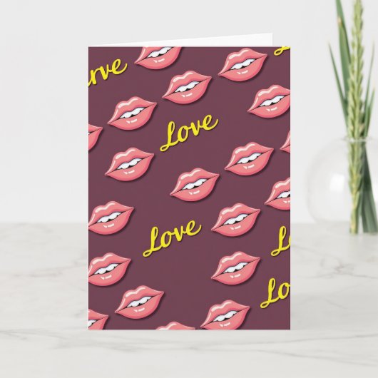 Carte Douce Motif Lèvres Amoureuses (Devant)