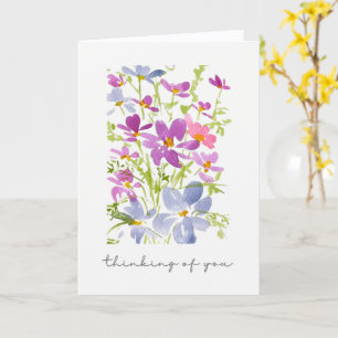 Carte Douce Pensée pour Vous Aquarelle Florale