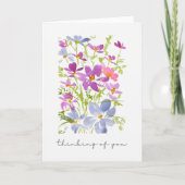 Carte Douce pensée pour vous aquarelle florale (Devant)