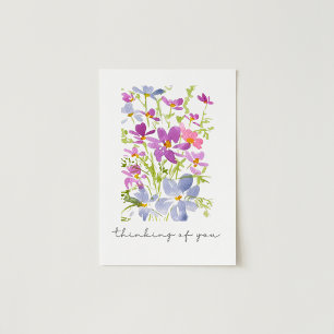 Carte Douce pensée pour vous aquarelle florale 