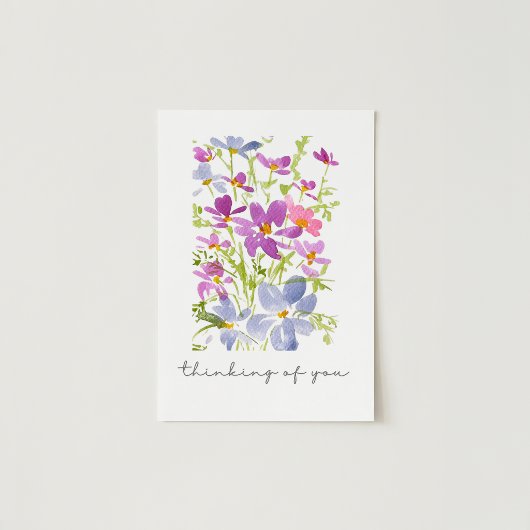 Carte Douce pensée pour vous aquarelle florale